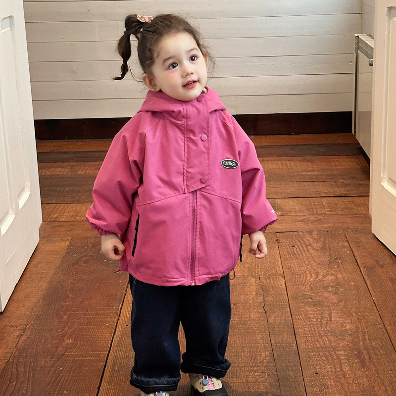 Lányoknak szóló kapucnis, szélálló 3-in-1 téli kabát fleece-béléssel és műszőr belsővel