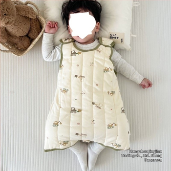 Kūdikio be rankovių miego maišelis bodis su gryno medvilnės quilt audiniu, kašmyro užpildas, medvilnės įdėklas, animacinio stiliaus