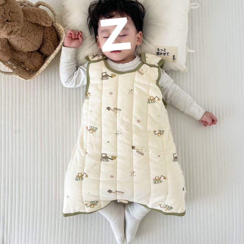 Безръкав спален бодик за бебета с quilt плат от чист памук, пълнеж кашмир, памучна подплата, анимационен стил