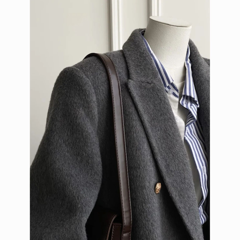 Női rövid Chenille kabát, japán-koreai casual stílus, laza szabás, hosszú ujjú, zakó típusú gallér, Spandex keverék