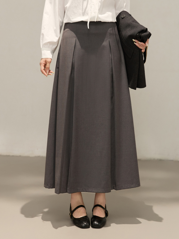 Φούστα σε Α-γραμμή midi με ανάγλυφες πιέτες, πολυεστερική ύφανση, υψηλή ελαστικότητα, περιεκτικότητα πολυεστέρα 90–95%