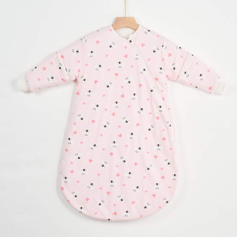 Kūdikių miego maišelis, kokono stiliaus, piešinys – karikatūra, 95% medvilnės audinys ir pamušalas, nuimami rankogaliai, metalinis užtrauktukas