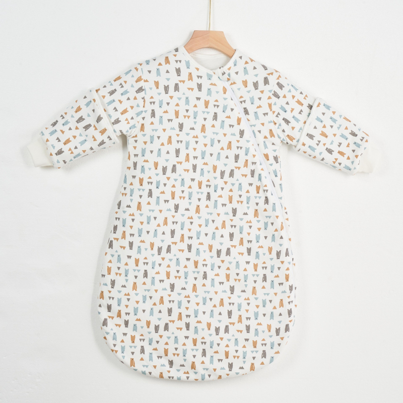 Kūdikių miego maišelis, kokono stiliaus, piešinys – karikatūra, 95% medvilnės audinys ir pamušalas, nuimami rankogaliai, metalinis užtrauktukas