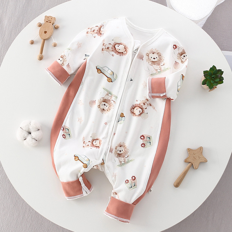 Viengubis kūdikių miego maišelis su atskirai kojomis, 100% medvilnės audinys ir užpildas, 1–3 metų amžiaus, pavasaris–ruduo, karikatūrų raštas