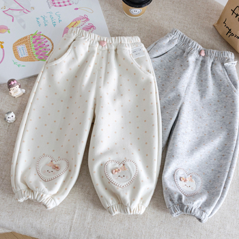 Pantaloni pentru fete – Stil prințesă, 95% bumbac, talie elastică, imprimare cu desene animate și buline, pentru vârsta 1-3 ani