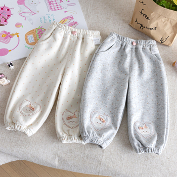 Pantaloni pentru fete – Stil prințesă, 95% bumbac, talie elastică, imprimare cu desene animate și buline, pentru vârsta 1-3 ani