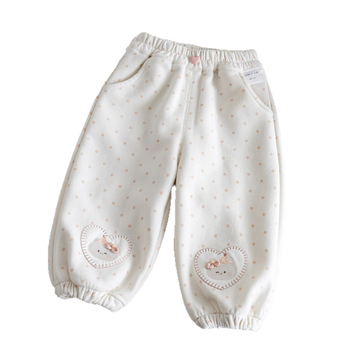 Pantaloni pentru fete – Stil prințesă, 95% bumbac, talie elastică, imprimare cu desene animate și buline, pentru vârsta 1-3 ani