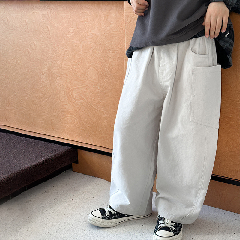 Dječje muške hlače u korejskom stilu, casual, 100% pamuk, elastični pojas, dugi, uzrast 8+, jesen 2025, McShee