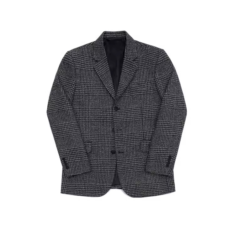 Casual vintage ruuduline kostüümjak – talvine villasegu, kaks nupud ees, ülikonna krae, pikad varrukad