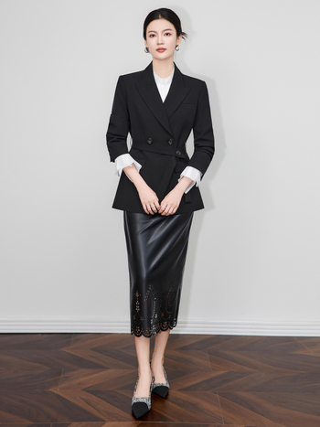 Женски блейзър Slim-Fit Tailored с Notched Lapel, еднобортно с две копчета, антибръчваща тъкан от полиестер и спандекс