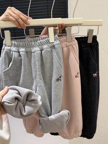 Laste tüdrukute püksid, vabaaja stiil, polüesterkangas, pikad püksid, keskmine talje, karikatürtrükis