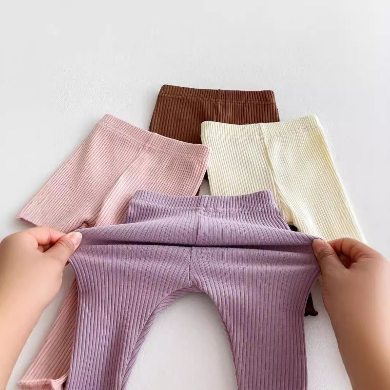 Dječji elastični legging za proljeće i jesen, od poliester materijala, korejski stil, udobne hlače za bebe i djecu 0–1 godina, srednji porast struka, gumeni pojas