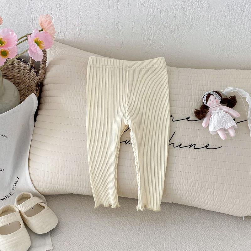 Dječji elastični legging za proljeće i jesen, od poliester materijala, korejski stil, udobne hlače za bebe i djecu 0–1 godina, srednji porast struka, gumeni pojas