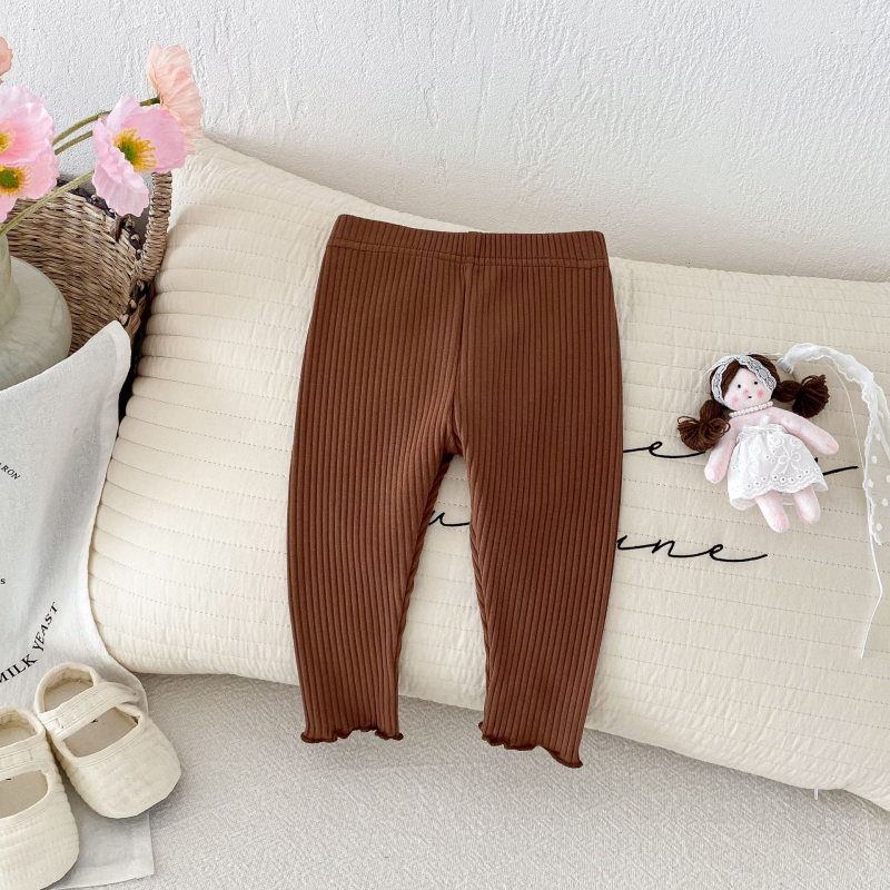 Dječji elastični legging za proljeće i jesen, od poliester materijala, korejski stil, udobne hlače za bebe i djecu 0–1 godina, srednji porast struka, gumeni pojas
