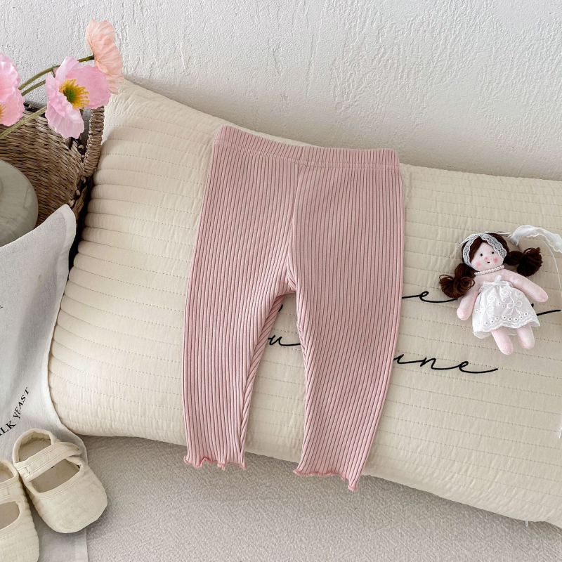 Dječji elastični legging za proljeće i jesen, od poliester materijala, korejski stil, udobne hlače za bebe i djecu 0–1 godina, srednji porast struka, gumeni pojas
