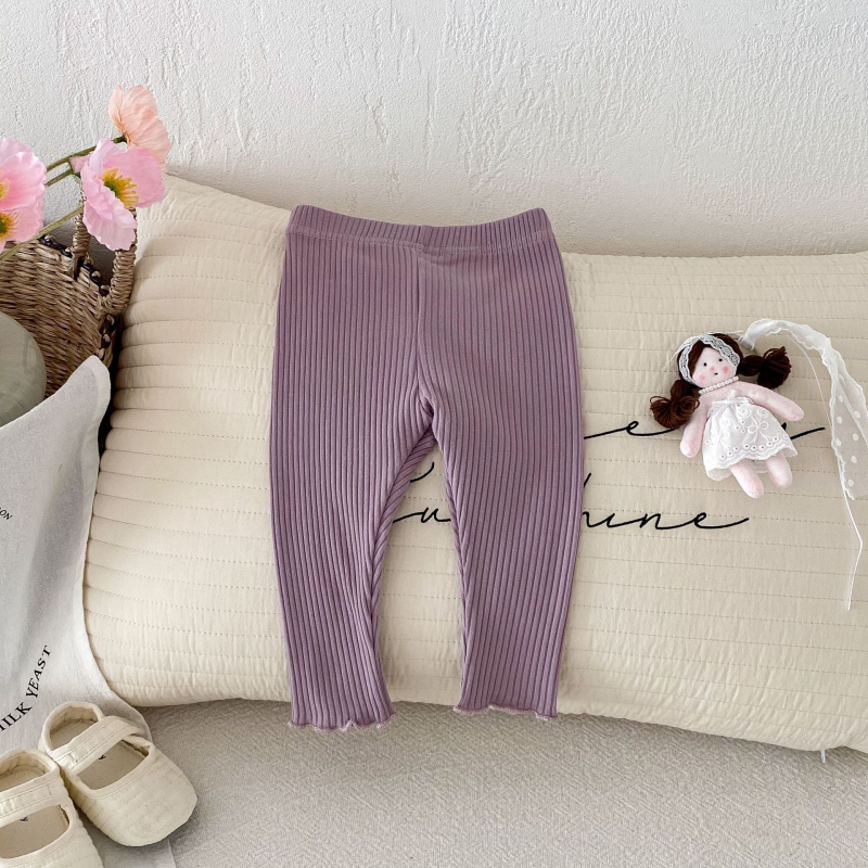 Dječji elastični legging za proljeće i jesen, od poliester materijala, korejski stil, udobne hlače za bebe i djecu 0–1 godina, srednji porast struka, gumeni pojas
