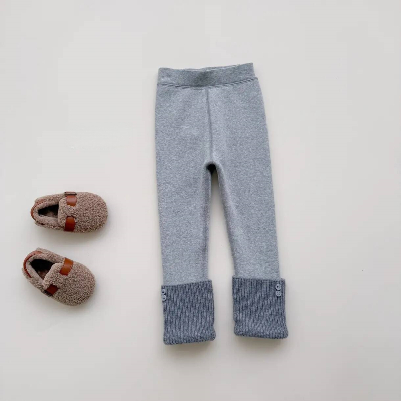 Pantaloni lungi de iarnă din bumbac pentru fete, talie medie, talie elastică, 95% bumbac, pentru vârsta 3–8 ani