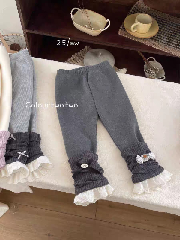 Pantaloni pentru copii, stil coreean, fleece din bumbac 90%, lungi, talie elastică, pentru fetițe 3–8 ani
