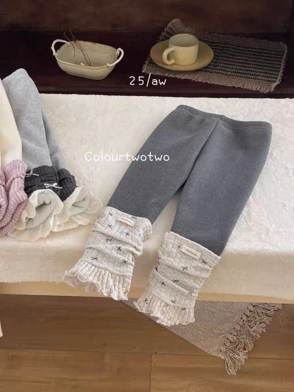 Pantaloni pentru copii, stil coreean, fleece din bumbac 90%, lungi, talie elastică, pentru fetițe 3–8 ani