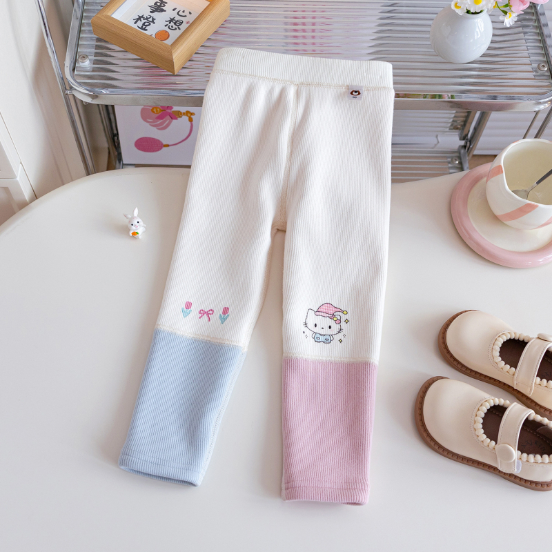 Colanți de fetițe cu dungi, din bumbac pentru toamnă-iarnă, talie medie, finisaj moale, 95% bumbac, 1–3 ani