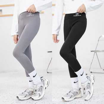 Colanți pentru fetițe cu imprimeu rechin, stil coreean talie înaltă, material din fibră chimică cu 90% poliester, model cu litere