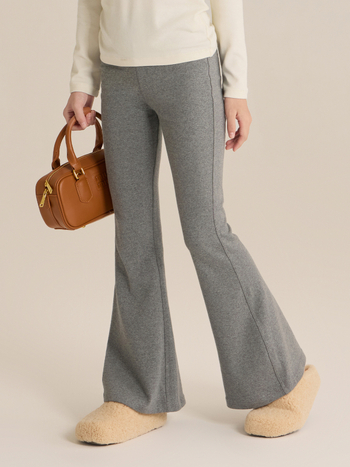 Tüdrukutele kellakujulised püksid kõrge vöökoht, fleece-vooder, puuvilla-rayon-spandex segu, sügis-talv 2025