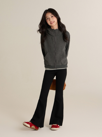 Tüdrukutele kellakujulised püksid kõrge vöökoht, fleece-vooder, puuvilla-rayon-spandex segu, sügis-talv 2025