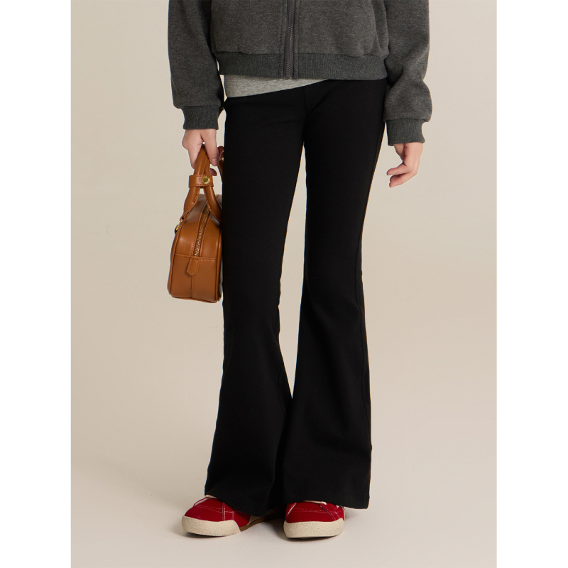 Tüdrukutele kellakujulised püksid kõrge vöökoht, fleece-vooder, puuvilla-rayon-spandex segu, sügis-talv 2025