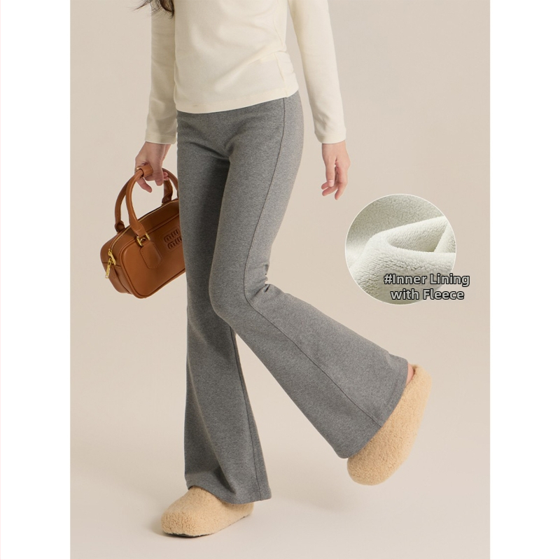 Tüdrukutele kellakujulised püksid kõrge vöökoht, fleece-vooder, puuvilla-rayon-spandex segu, sügis-talv 2025