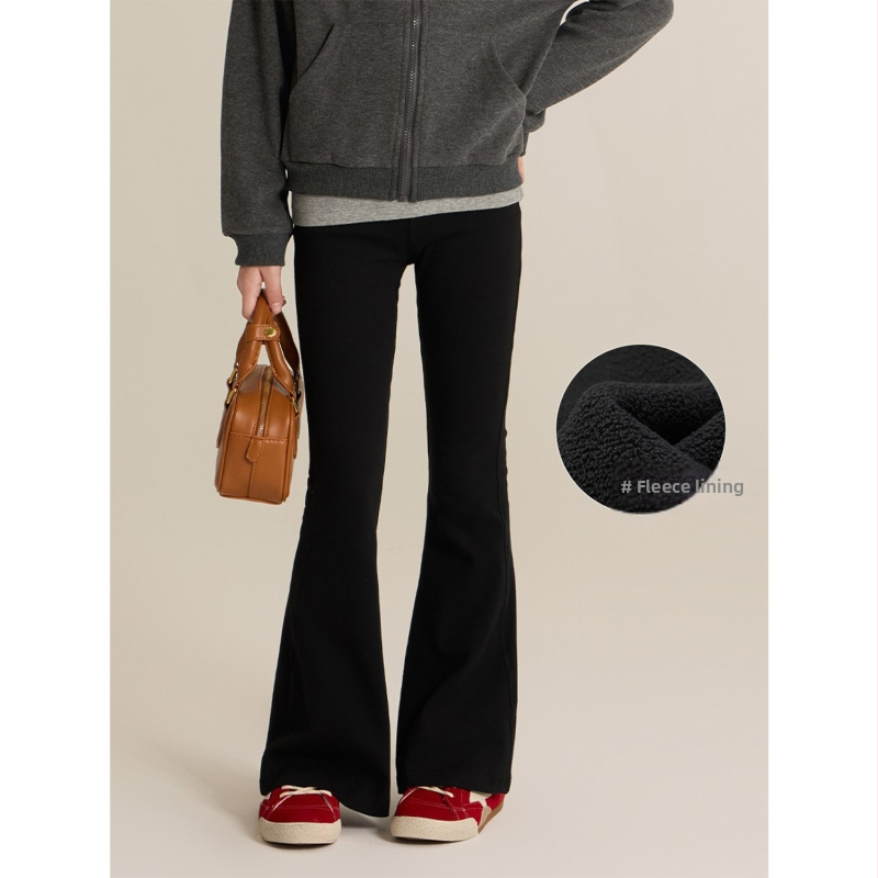 Tüdrukutele kellakujulised püksid kõrge vöökoht, fleece-vooder, puuvilla-rayon-spandex segu, sügis-talv 2025