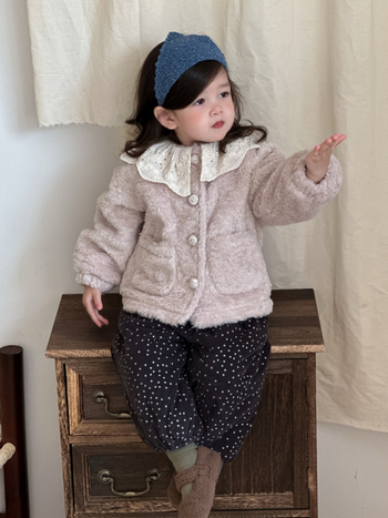 Set din două piese pentru copii, stil coreean, toamnă–iarna, pentru fetițe, bumbac gros, imprimeu cu buline, top cu mâneci lungi și pantaloni