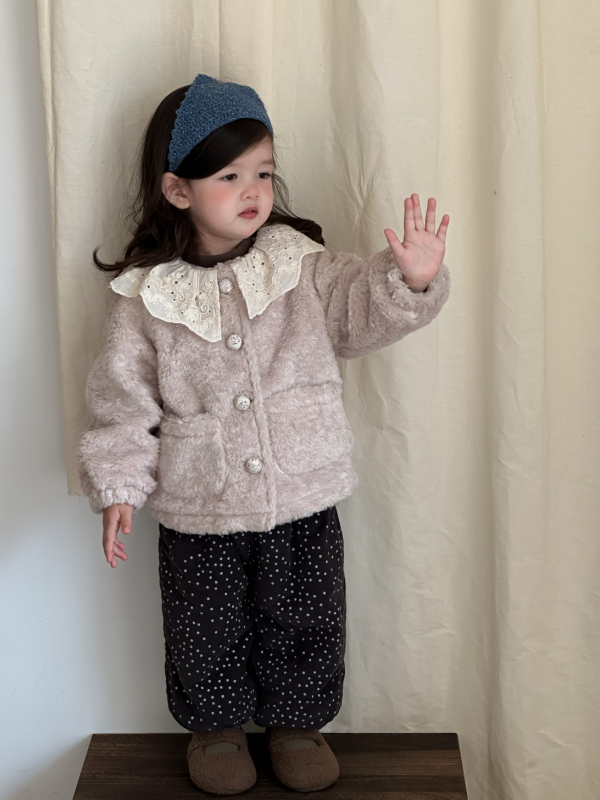 Set din două piese pentru copii, stil coreean, toamnă–iarna, pentru fetițe, bumbac gros, imprimeu cu buline, top cu mâneci lungi și pantaloni