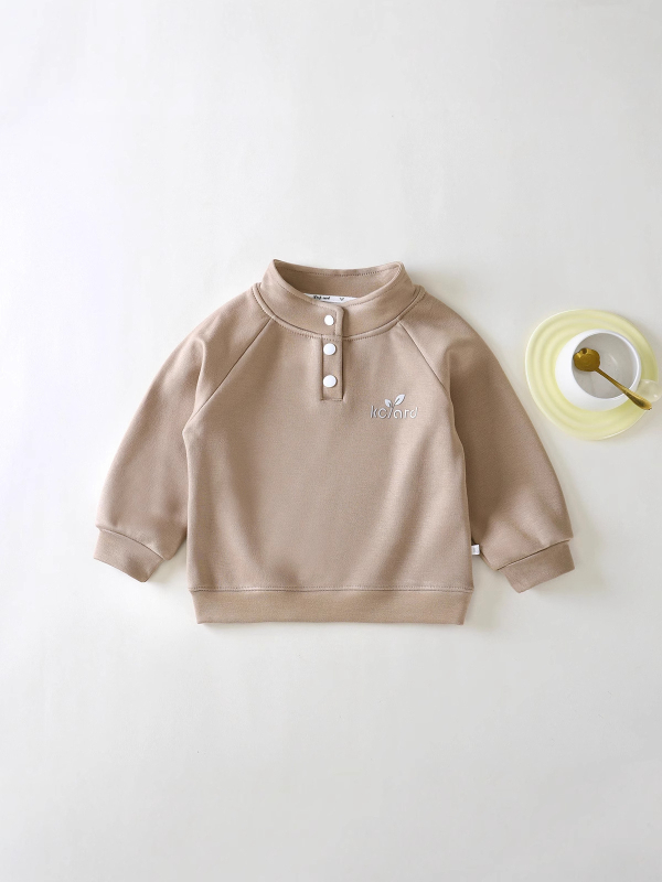 Детско худи без качулка, Modal материя, Snap копчета, полиестерна подплата, подходящо за възраст 0–1 година