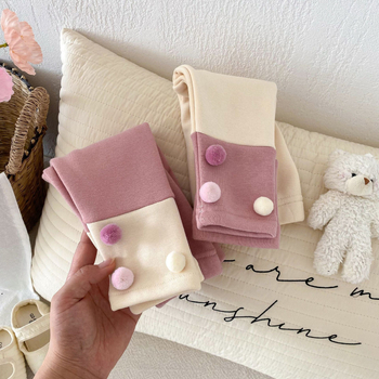 Dječje legice za djevojčice, korejski stil, pamuk 69%, srednje visoki pojas s elastičnom trakom, pogodne za jesen i zimu.