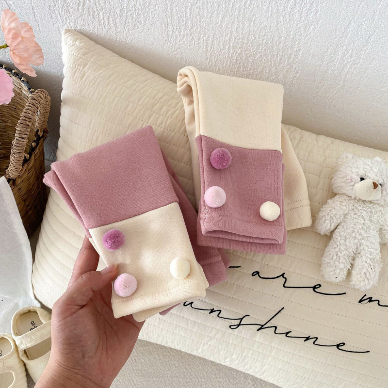 Dječje legice za djevojčice, korejski stil, pamuk 69%, srednje visoki pojas s elastičnom trakom, pogodne za jesen i zimu.