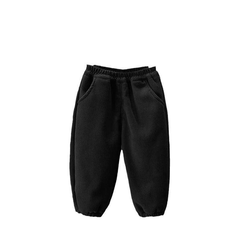 Pantaloni pentru copii din corduroy cu căptușeală de polar, talie medie, 100% poliester, iarnă