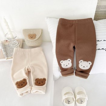 Laste koreal stiilis puuvillased leggingid, 68% puuvill, fleece vooder, talv, keskjoone vöökoht, unisex
