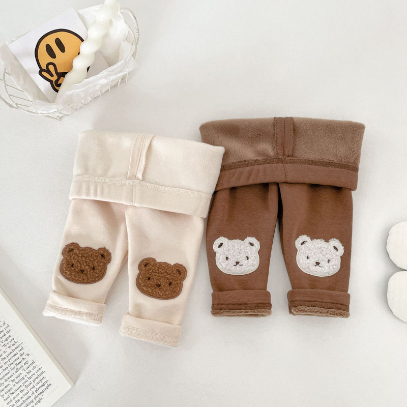 Laste koreal stiilis puuvillased leggingid, 68% puuvill, fleece vooder, talv, keskjoone vöökoht, unisex