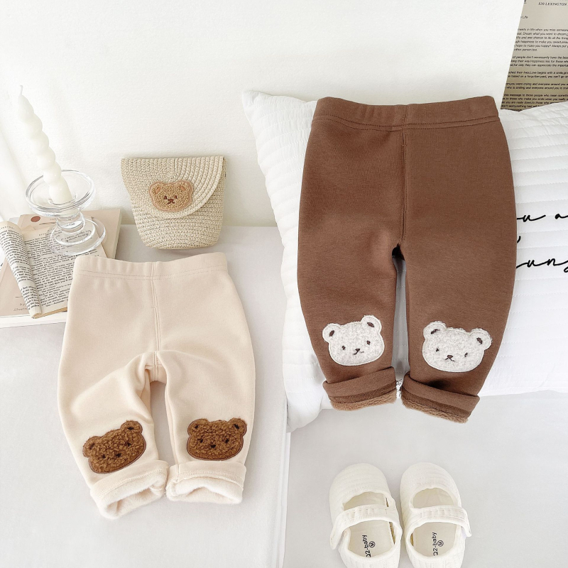 Laste koreal stiilis puuvillased leggingid, 68% puuvill, fleece vooder, talv, keskjoone vöökoht, unisex