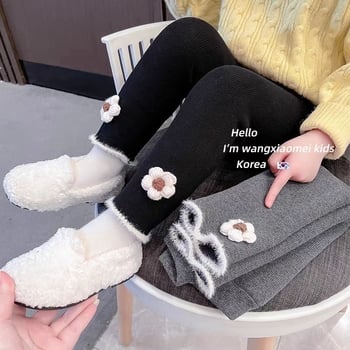 Mali djevojčice velur legice s fleece podstavom, do gležnja, srednji pojas, jesen-zima, korejski stil, poliester 90%