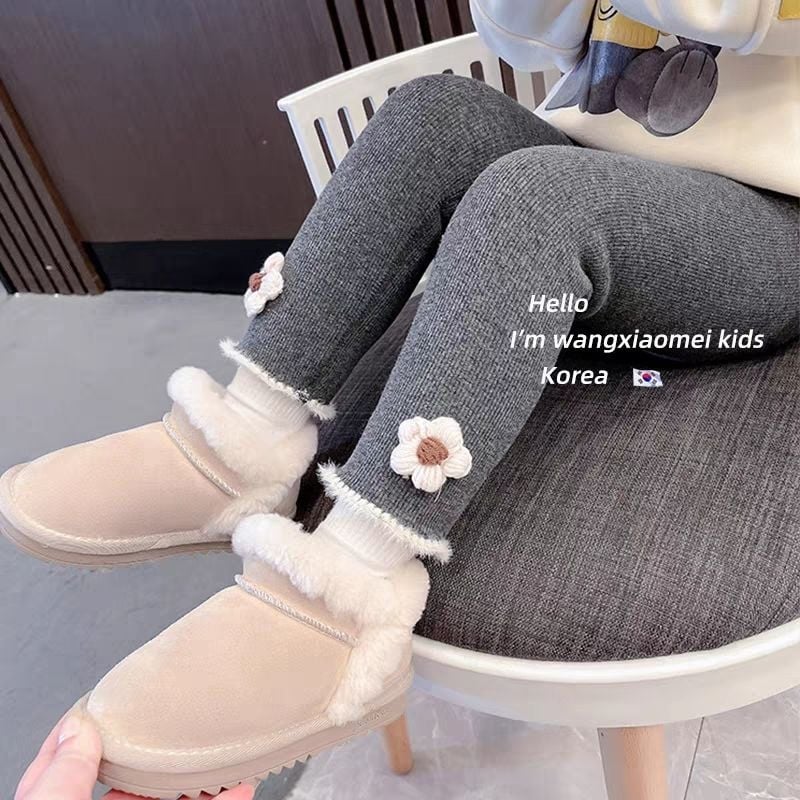 Mali djevojčice velur legice s fleece podstavom, do gležnja, srednji pojas, jesen-zima, korejski stil, poliester 90%