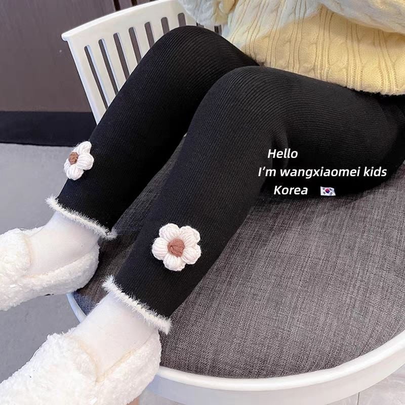 Mali djevojčice velur legice s fleece podstavom, do gležnja, srednji pojas, jesen-zima, korejski stil, poliester 90%
