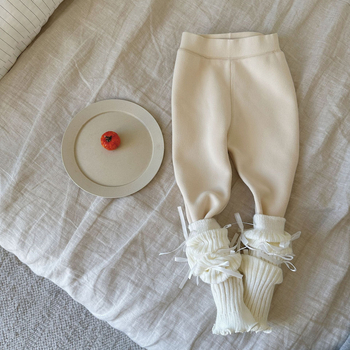 Pantaloni pentru fete cu căptușeală din fleece, fleece integrat, 95% bumbac, talie medie, iarnă 2025, copii 3–8 ani