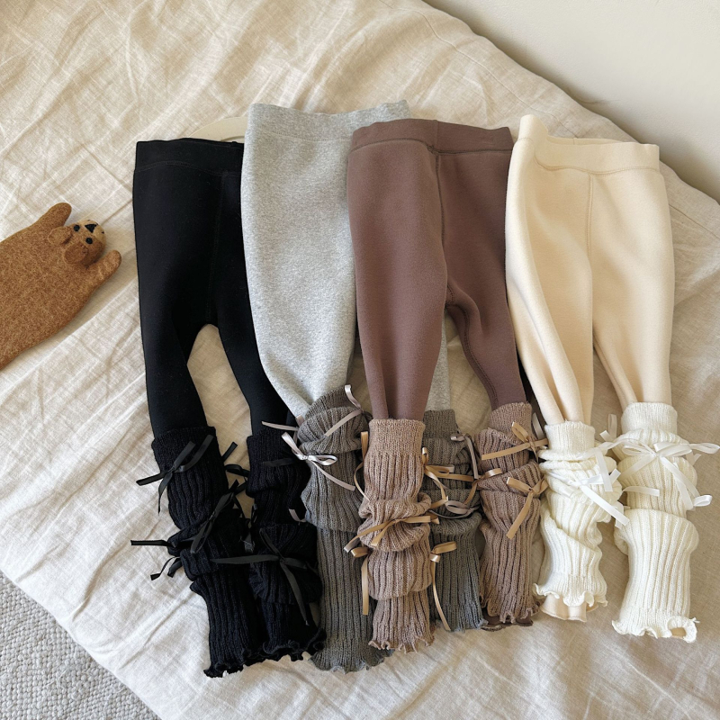 Pantaloni pentru fete cu căptușeală din fleece, fleece integrat, 95% bumbac, talie medie, iarnă 2025, copii 3–8 ani