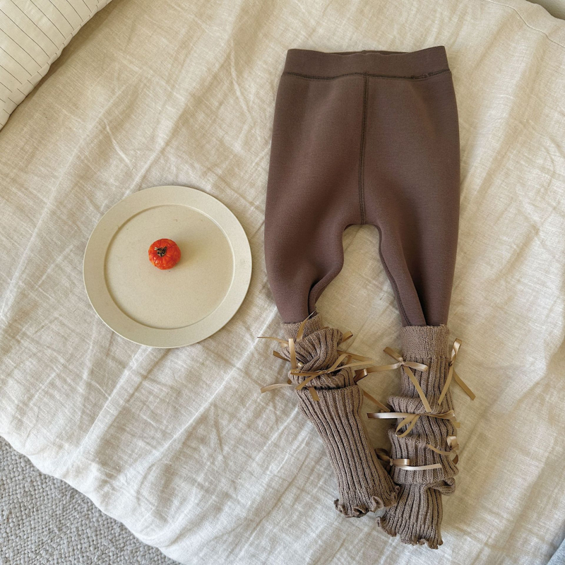 Pantaloni pentru fete cu căptușeală din fleece, fleece integrat, 95% bumbac, talie medie, iarnă 2025, copii 3–8 ani