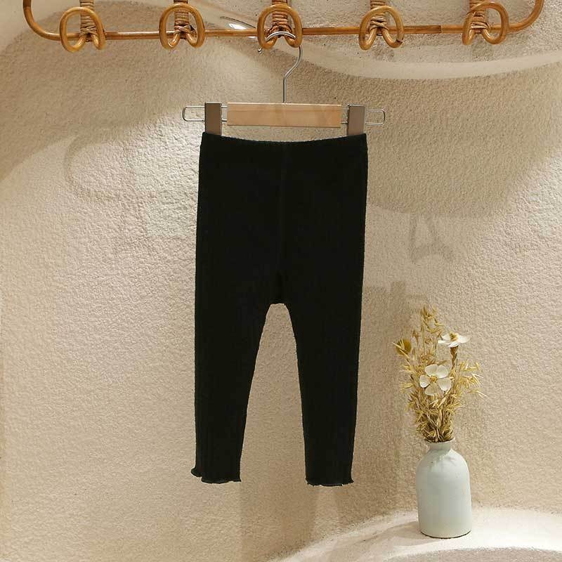 Koreai stílusú babaleggings kötött anyagból, középső derekú, 65% poliészter, 1–3 éveseknek, tavasz–ősz