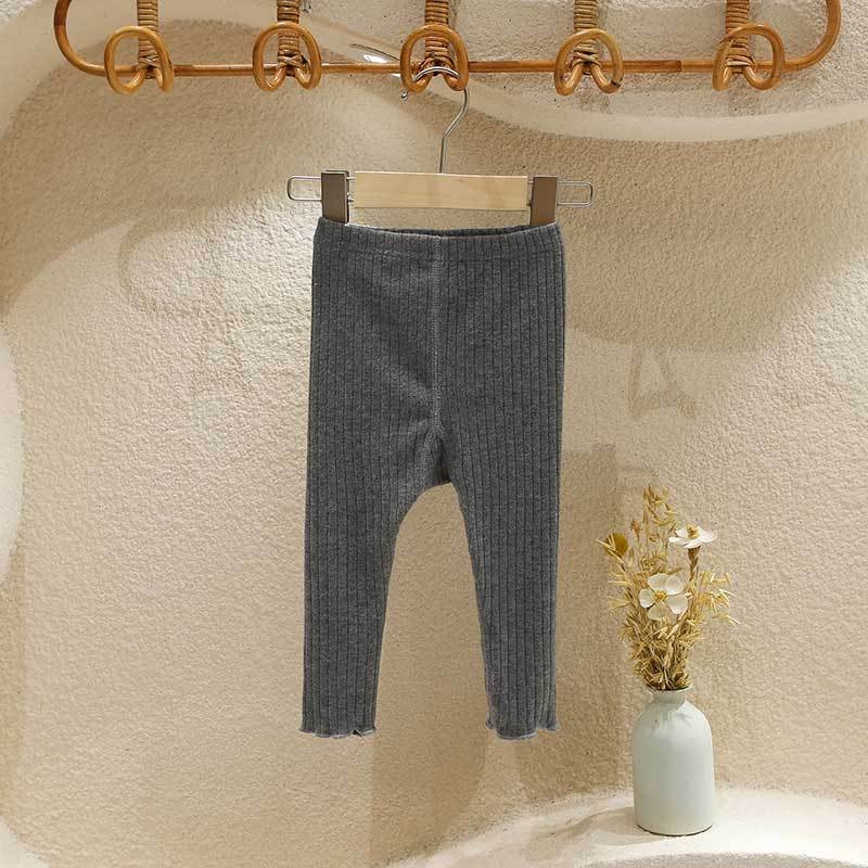Koreai stílusú babaleggings kötött anyagból, középső derekú, 65% poliészter, 1–3 éveseknek, tavasz–ősz