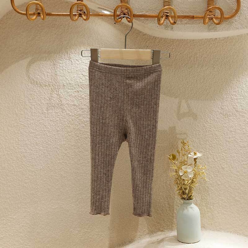 Koreai stílusú babaleggings kötött anyagból, középső derekú, 65% poliészter, 1–3 éveseknek, tavasz–ősz