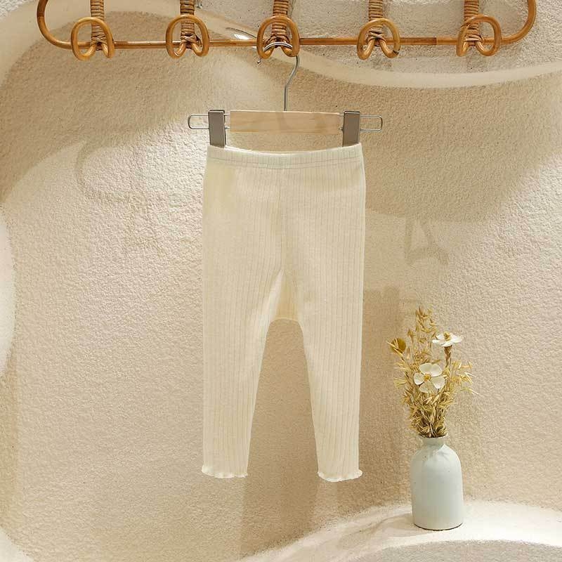 Koreai stílusú babaleggings kötött anyagból, középső derekú, 65% poliészter, 1–3 éveseknek, tavasz–ősz