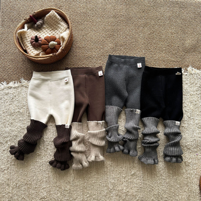 Dječje hlače za djevojčice, korejskog stila, 96,6% pamuk 3,4% elastan, srednji pojas, duge hlače, zimske